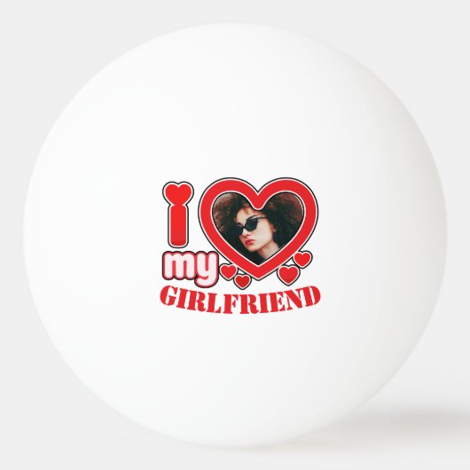 私は私のガールフレンドの写真パーソナライズされた文字が大好き 卓球ボール (正面)