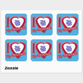 私は私のガールフレンドの写真赤いハートティール（緑がかった色） スクエアシール (シート)