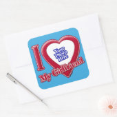 私は私のガールフレンドの写真赤いハートティール（緑がかった色） スクエアシール (封筒)