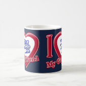 私は私のガールフレンドの写真赤いハートネイビーブルー コーヒーマグカップ (中央)