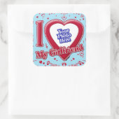 私は私のガールフレンドの写真赤いハートブルーホライゾン大好き スクエアシール (バッグ)