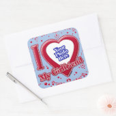 私は私のガールフレンドの写真赤いハートベビーブルー スクエアシール (封筒)