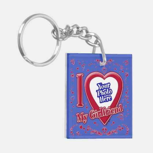 私は私のガールフレンドの写真赤いハート深い王室のB キーホルダー (正面左)