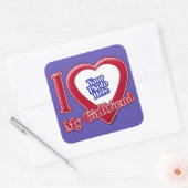 私は私のガールフレンドの写真赤いハート紫 スクエアシール (封筒)