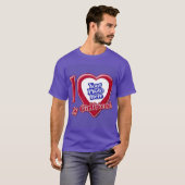 私は私のガールフレンドの写真赤いハート紫 Tシャツ (正面フル)