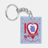 私は私のガールフレンドの写真赤ベビーブルー キーホルダー (正面左)