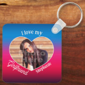 私は私のガールフレンドの名前ハートシェイプカラーフォト大好き キーホルダー