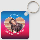 私は私のガールフレンドの名前ハートシェイプカラーフォト大好き キーホルダー (裏面)