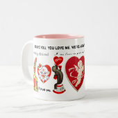 私は私のガールフレンドを愛します ツートーンマグカップ (正面左)