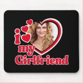 私は私のガールフレンドを愛しカスタムている黒 マウスパッド (正面)