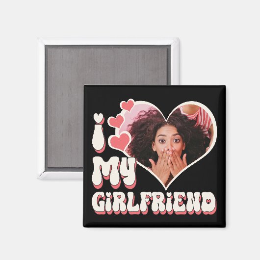 私は私のガールフレンドを愛しカスタムている黒 マグネット (正面/裏面)