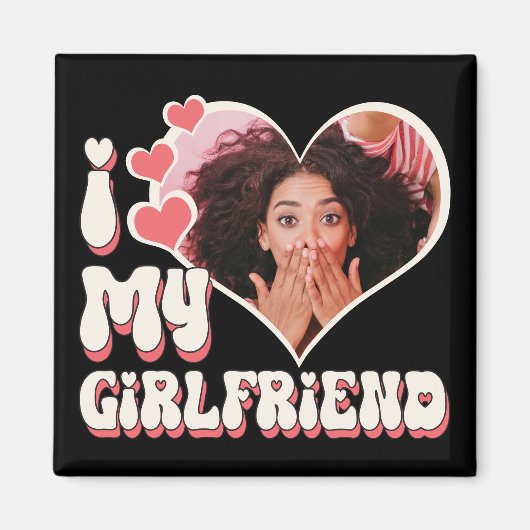 私は私のガールフレンドを愛しカスタムている黒 マグネット (正面)