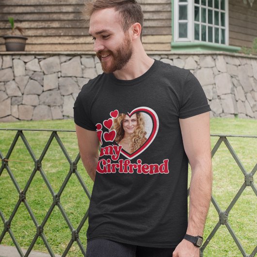 私は私のガールフレンドを愛しカスタムている黒 Tシャツ