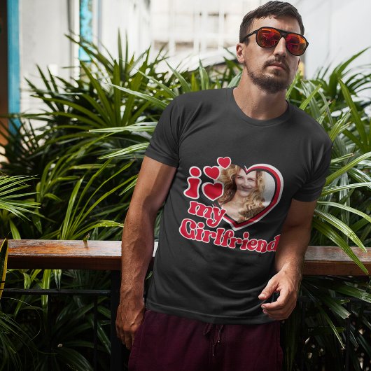 私は私のガールフレンドを愛しカスタムている黒 Tシャツ