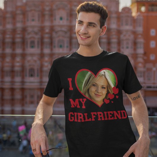 私は私のガールフレンドを愛しカスタムている黒 Tシャツ