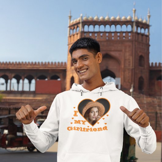 私は私のガールフレンドを愛しパーソナライズされたていカスタムる写真 パーカ