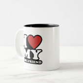 私は私のガールフレンドを愛し、私はハート私のgfを愛する ツートーンマグカップ (正面左)