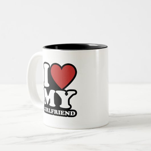 私は私のガールフレンドを愛し、私はハート私のgfを愛する ツートーンマグカップ (正面左)
