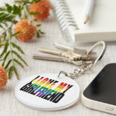 私は私のガールフレンドを愛するハートレインボーカスタムフォト キーホルダー (正面右)