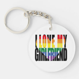 私は私のガールフレンドを愛するハートレインボーカスタムフォト キーホルダー