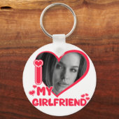 私は私のガールフレンドを愛する写真ハートバレンタイン愛 キーホルダー (正面)