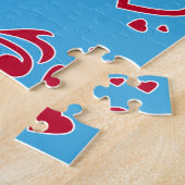 私は私のガールフレンドを愛する写真赤いハートティール（緑がかった色） ジグソーパズル (側面)