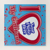 私は私のガールフレンドを愛する写真赤いハートティール（緑がかった色） ジグソーパズル (横)