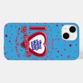 私は私のガールフレンドを愛する写真赤いハートティール（緑がかった色） Case-Mate iPhoneケース (裏面 (横))