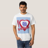 私は私のガールフレンドを愛する写真赤いハートベビーブルー Tシャツ (正面フル)