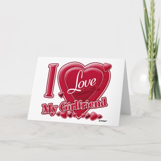 私は私のガールフレンドを愛する赤 – ハート シーズンカード (正面)
