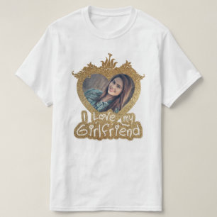 私は私のガールフレンドを愛カスタムするゴールデン Tシャツ