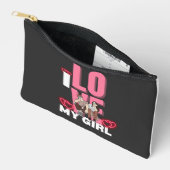 私は私のガールフレンドを愛カスタムするブラックイlove1ボタン アクセサリーポーチ (見開き)