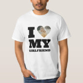 私は私のガールフレンドを愛カスタムする写真ハート Tシャツ (正面)