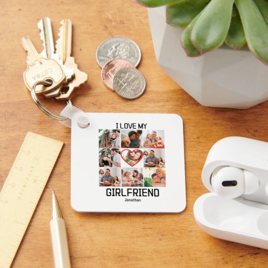 私は私のガールフレンドを愛カスタムする9 Photo Collage キーホルダー (デスク)