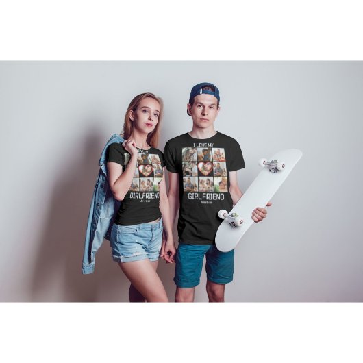 私は私のガールフレンドを愛カスタムする9 Photo Collage Tシャツ