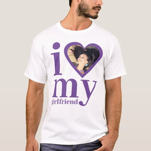 私は私のガールフレンドカスタムの写真Tシャツが大好き Tシャツ (正面)