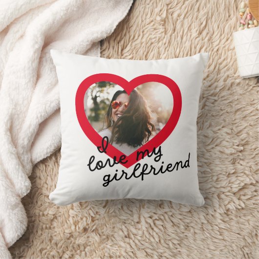 私は私のガールフレンドカスタムの赤バレンタインの写真が大好き クッション (ブランケット)