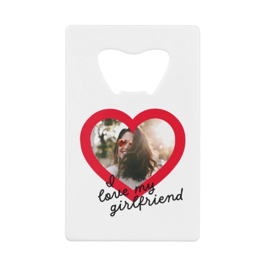 私は私のガールフレンドカスタムの赤バレンタインの写真が大好き クレジットカード栓抜き (正面)