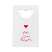 私は私のガールフレンドカスタムの赤バレンタインの写真が大好き クレジットカード栓抜き (裏面)