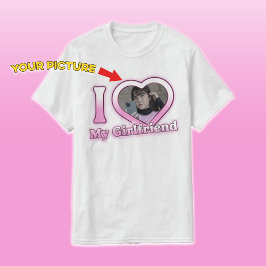 私は私のガールフレンドカスタム写真ハートTシャツが大好き Tシャツ