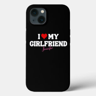 私は私のガールフレンドハートロマンチック名前をカスタムする iPhone 13ケース