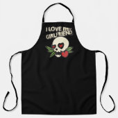 私は私のガールフレンドヴィンテージスカルハートカップルが大好き エプロン (正面)
