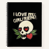 私は私のガールフレンドヴィンテージスカルハートカップルが大好き ノートブック (正面)