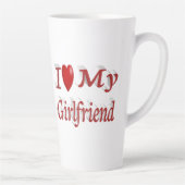 私は私のガールフレンド可愛い赤文字 カフェラテマグ (右)