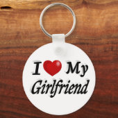 私は私のガールフレンド可愛い黒い文字 キーホルダー (正面)