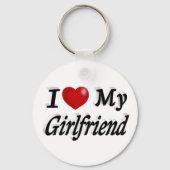 私は私のガールフレンド可愛い黒い文字 キーホルダー (裏面)