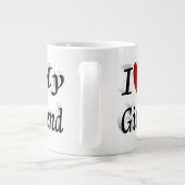 私は私のガールフレンド可愛い黒い文字 ジャンボコーヒーマグカップ (裏面)