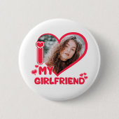 私は私のガールフレンド愛ハートかわいい贈り物 缶バッジ (正面)