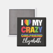 私は私のガールフレンド熱狂するは任意の名前レインボーlgbtq+ マグネット (正面/裏面)