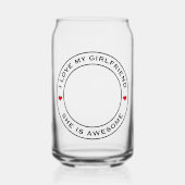 私は私のガールフレンド素晴らしの写真文字ハートを愛する ガラス缶 (正面)